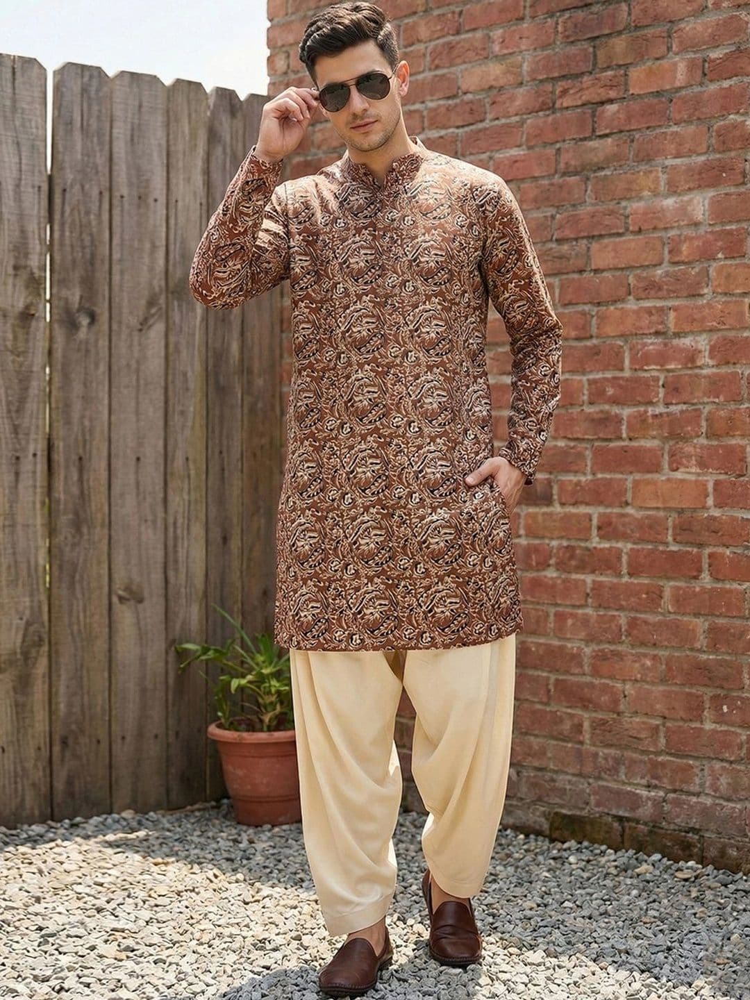 House of Pataudi Men Paisley Printed Kurta - view 1