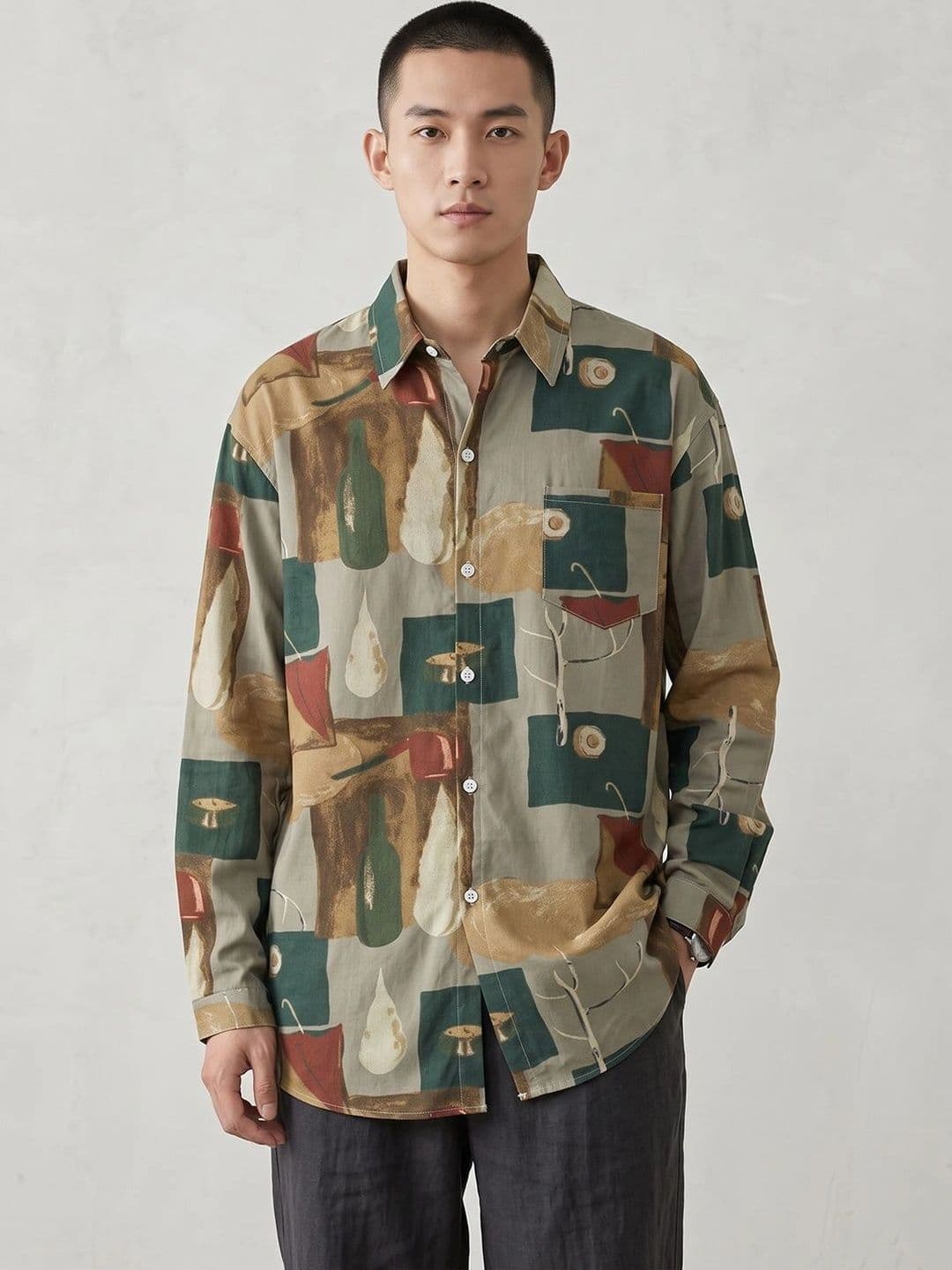Suo Men Printed Casual Shirt - view 1