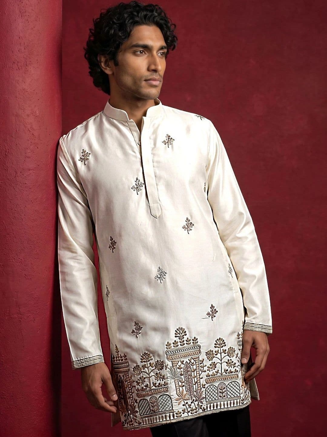 Jompers Men Ethnic Motifs Embroidered Thread Work Grandeur & Majestic Artwork Kurta - view 1