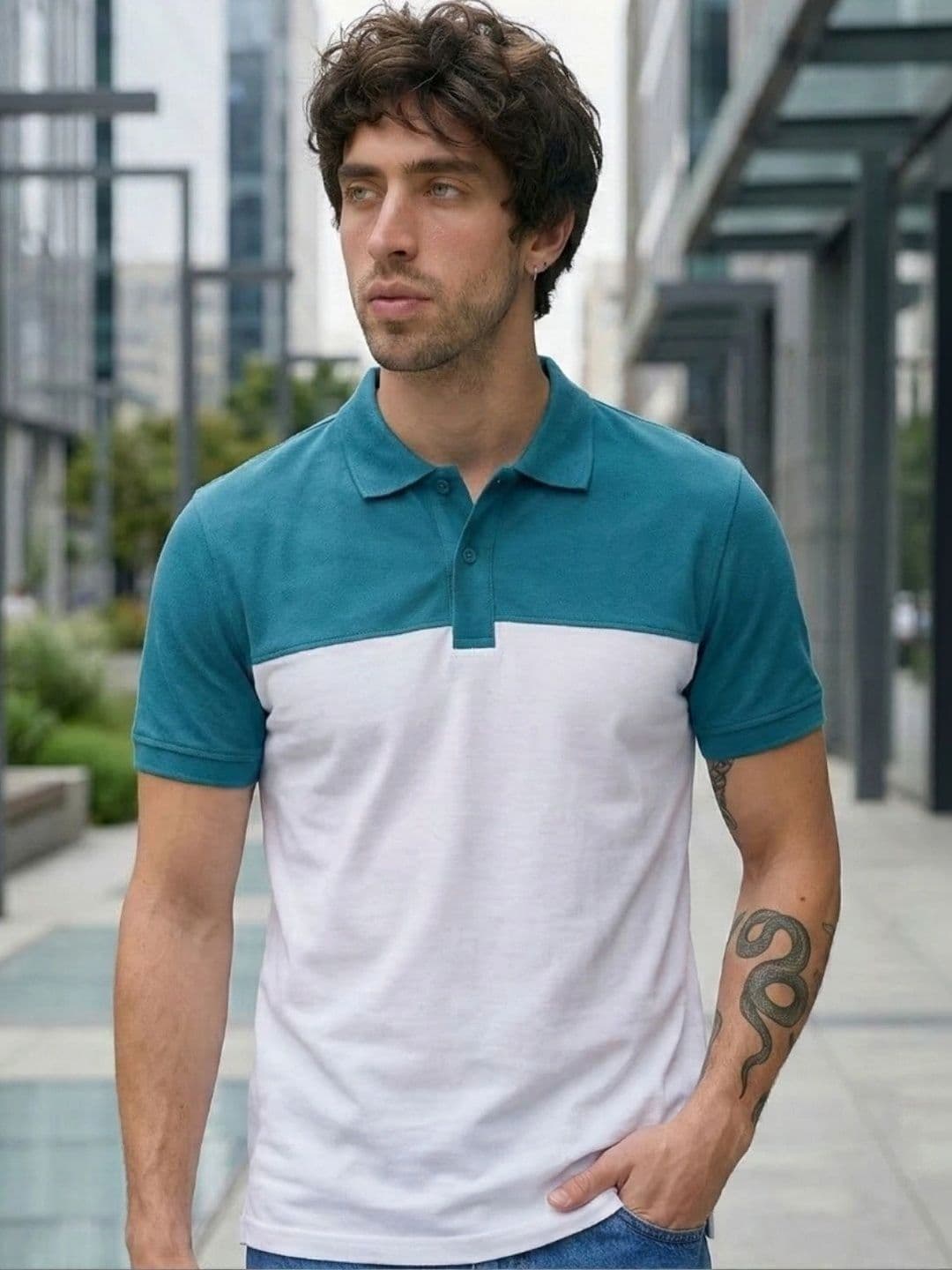 Kook N Keech Men Colourblocked Polo Collar T-shirt - view 1