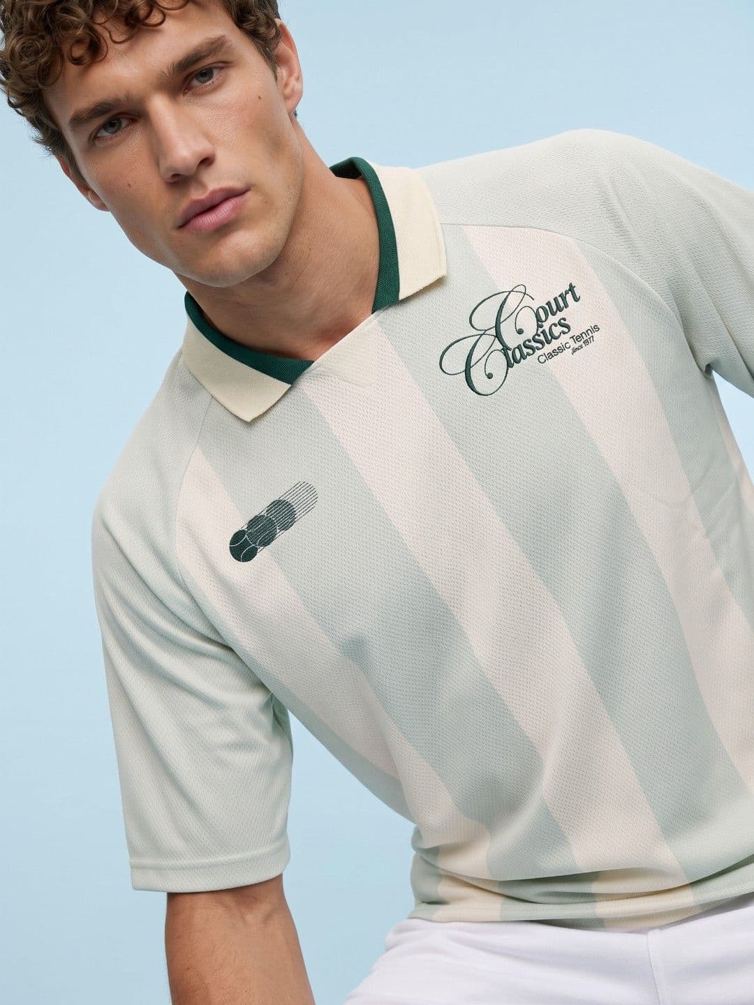 SPORT STREET by glitchez Striped Polo Collar T-shirt - view 1