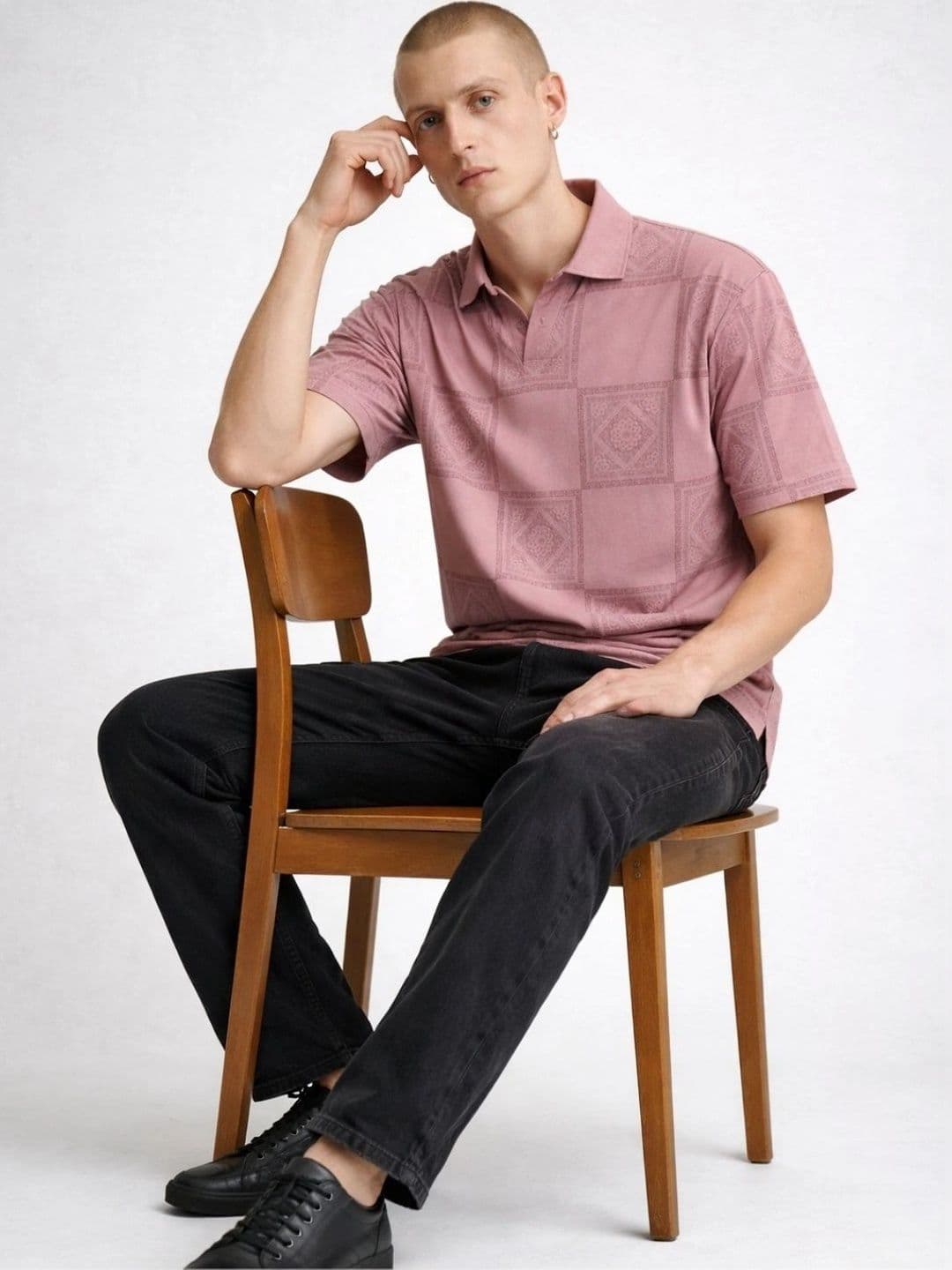 HERE&NOW Men Printed Polo Collar T-shirt - view 1