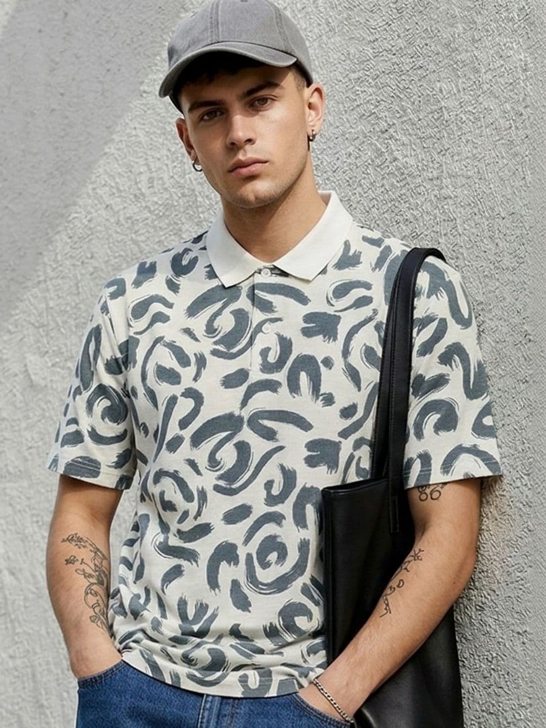 HERE&NOW Men Printed Polo Collar T-shirt - view 1