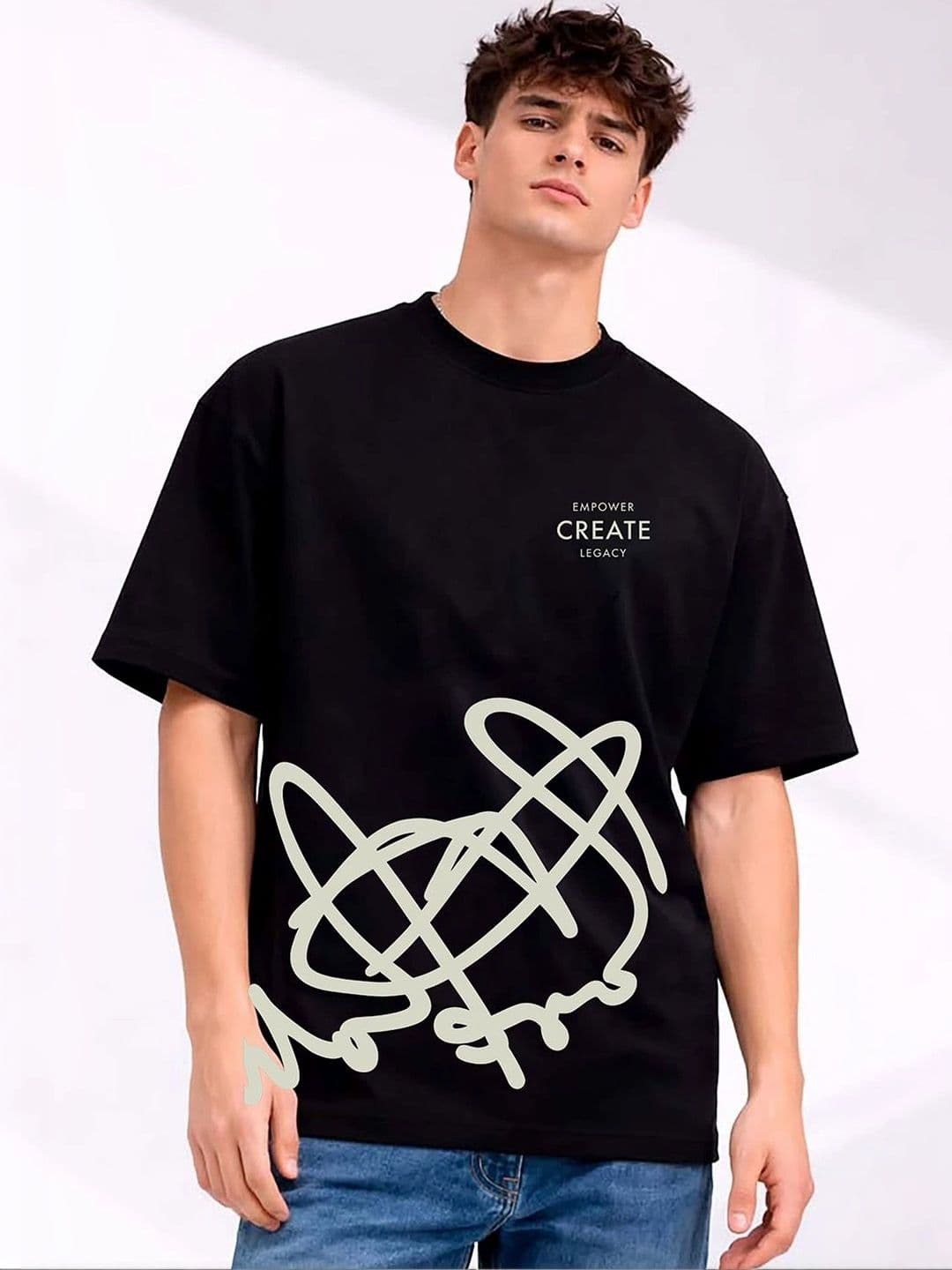 Mast & Harbour Men Printed Drop-Shoulder Sleeves T-shirt - view 1