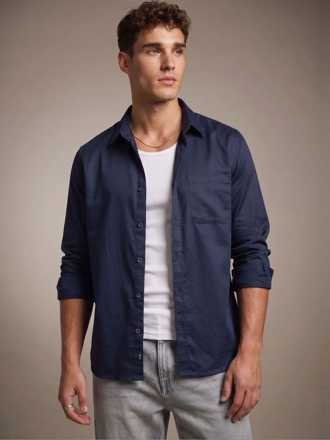 glitchez Navy Blue Regular Fit Casual Shirt - view 1