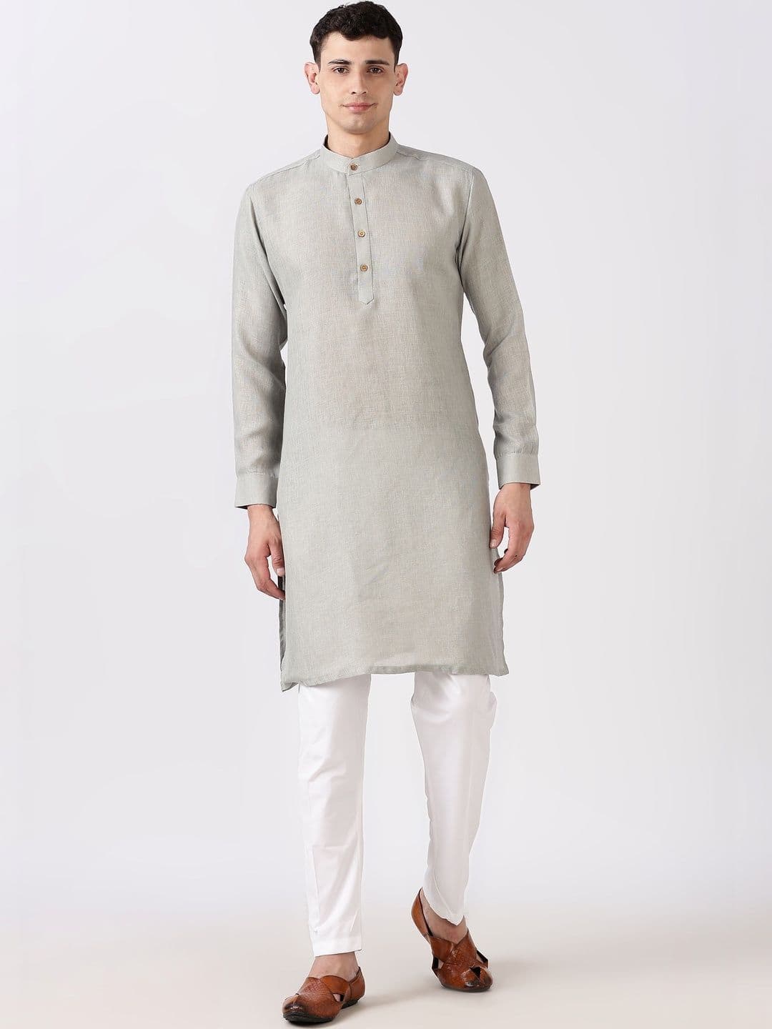Anouk Men Cotton Linen Long Kurta - view 1