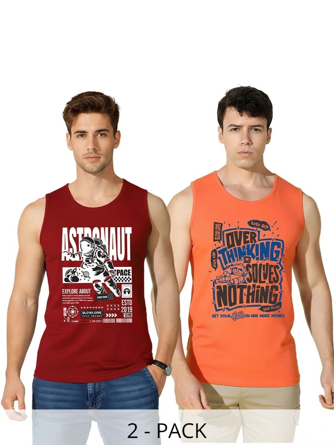 SLOWLORIS Men Pack of 2 Printed T-shirt - view 1