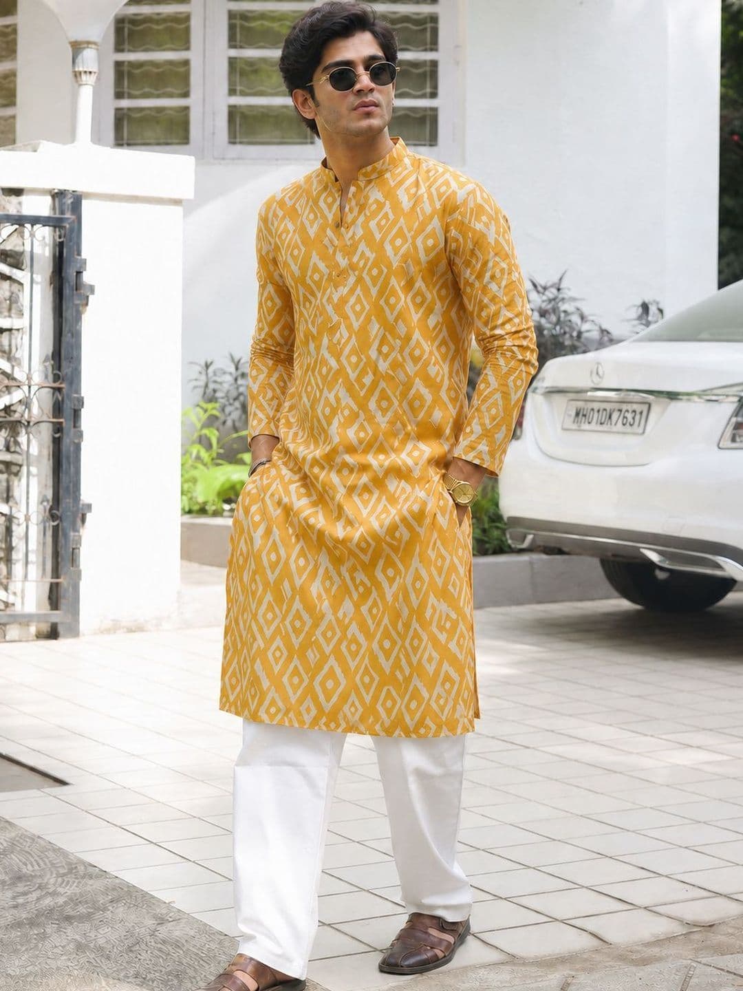 Anouk Men Geometric Printed Indie Prints Kurta - view 1