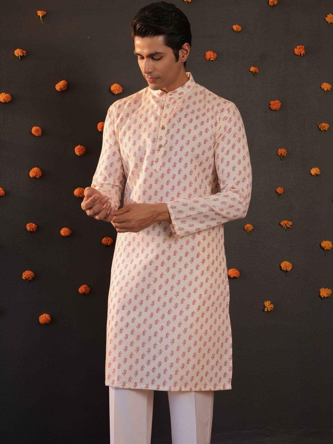 Anouk Printed Mandarin Collar Knee Length Straight Kurta - view 1