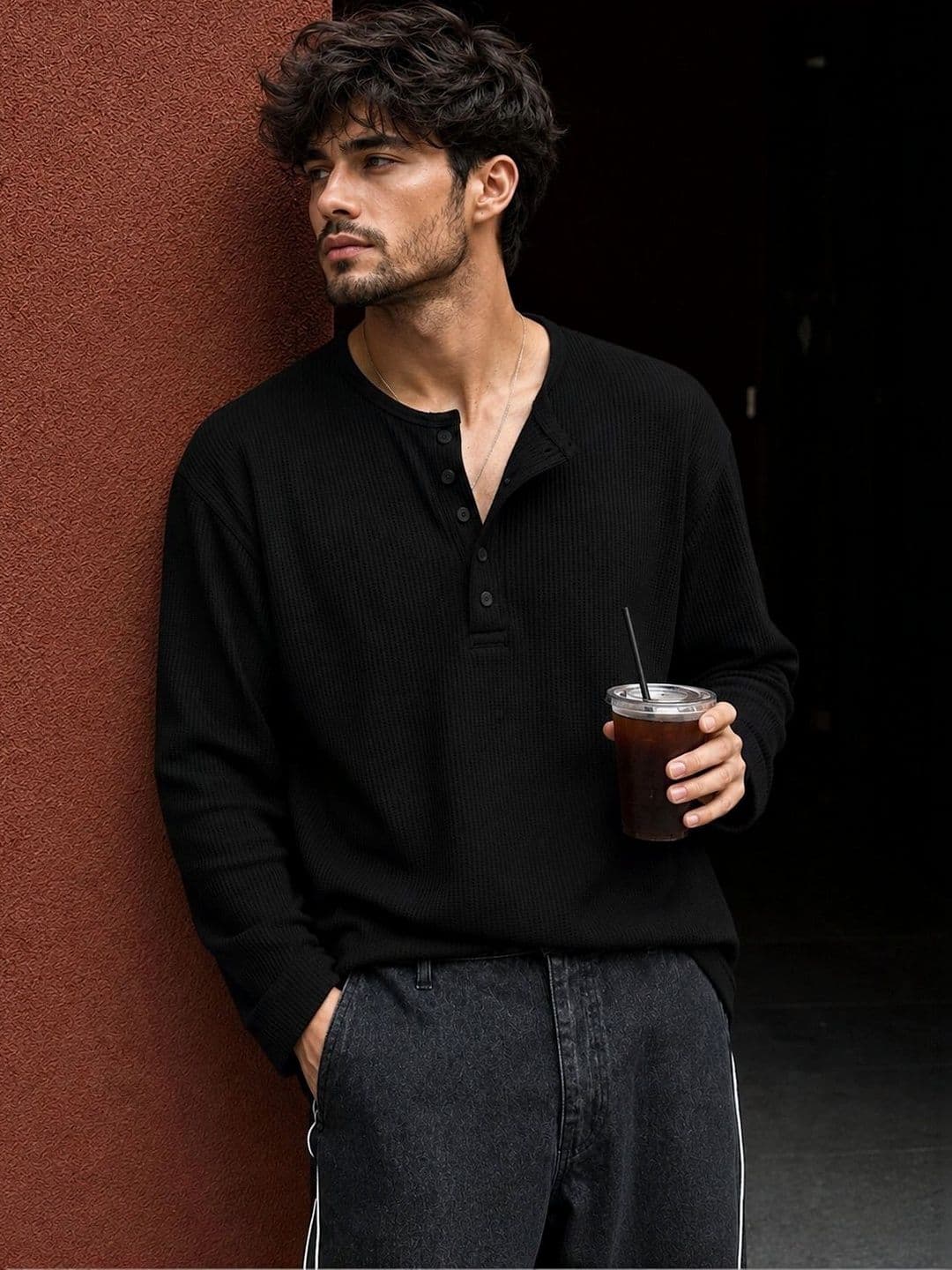 HOODLER Men Henley Neck T-shirt - view 1
