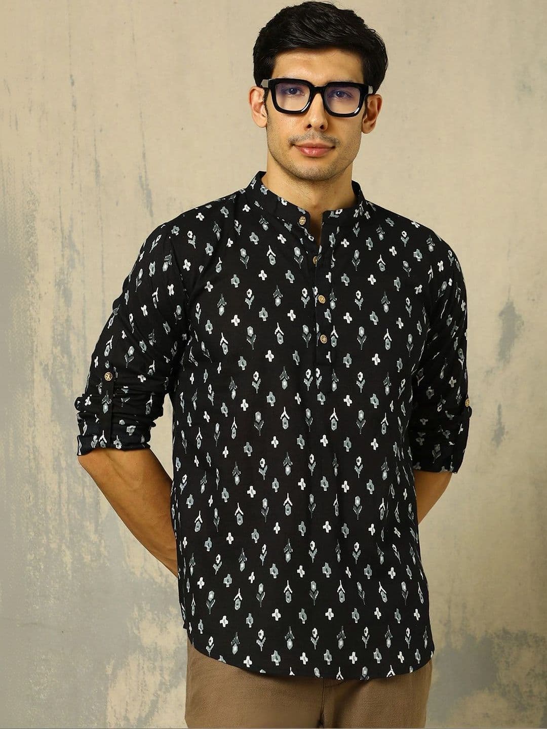 Anouk Printed Cotton Mandarin Collar Short Kurta - view 1