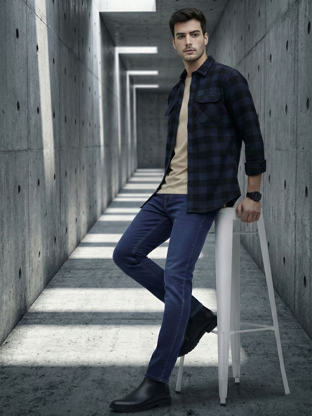 The Roadster Life Co. Men Straight Fit Light Fade Stretchable Jeans With Bag - view 1