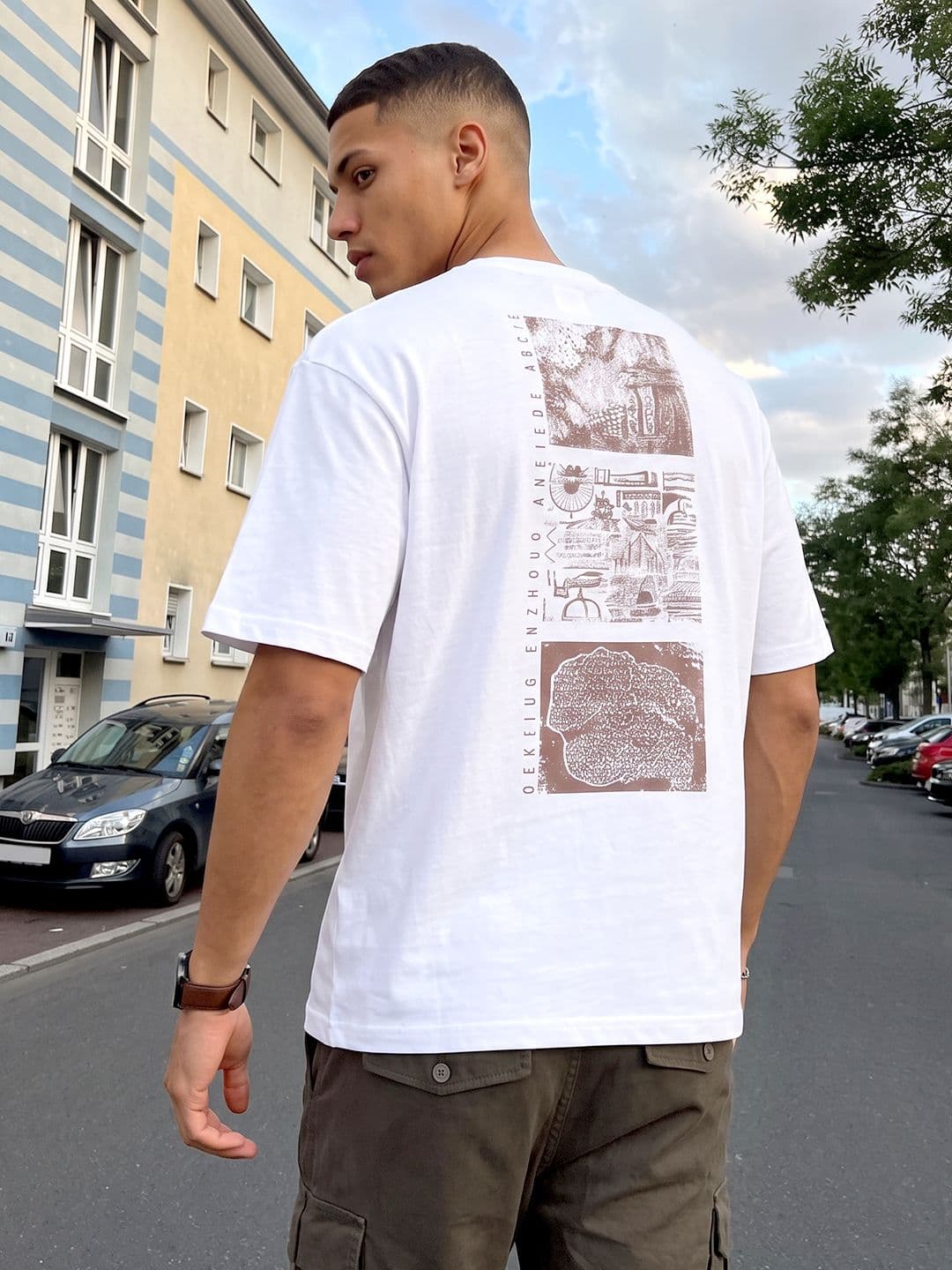 The Roadster Life Co. Printed Drop-Shoulder Sleeves Pure Cotton Relaxed Fit T-shirt - view 1