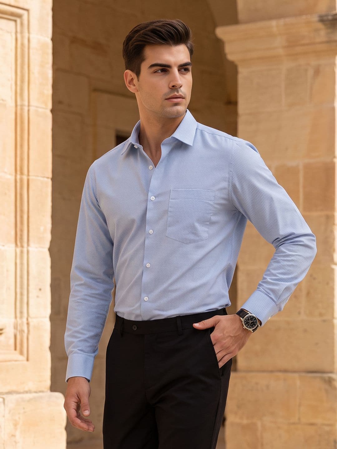 INVICTUS Micro Checked Formal Shirt - view 1