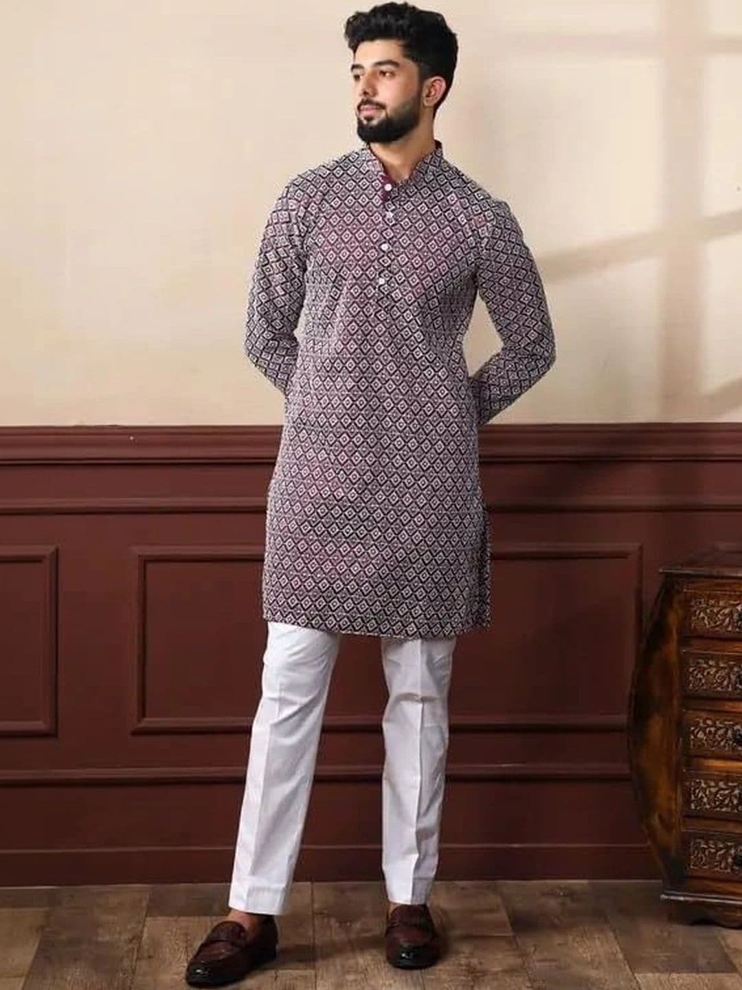 Anouk Men Geometric Printed Kurta - view 1