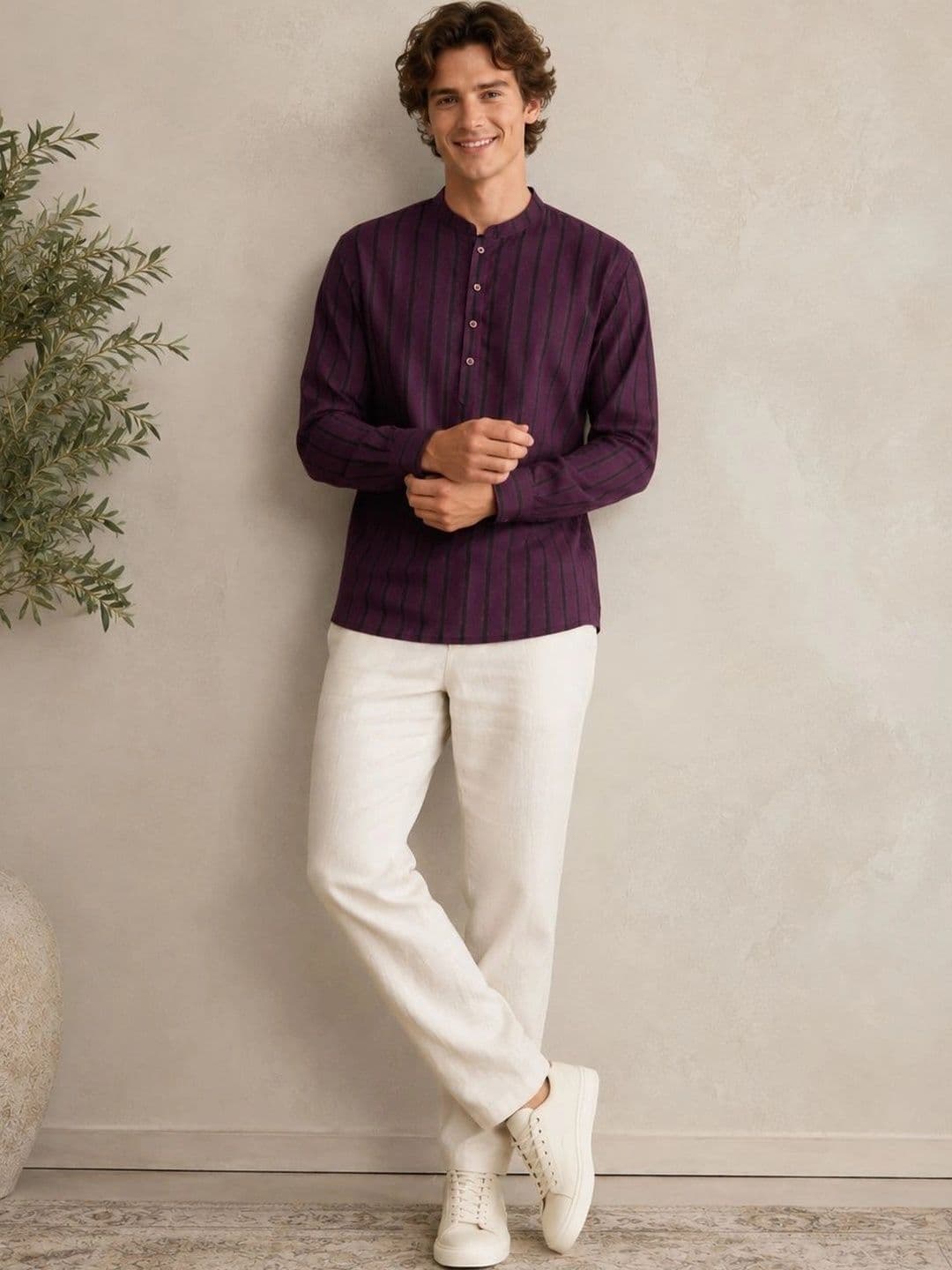 Anouk Men Striped Kurta - view 1