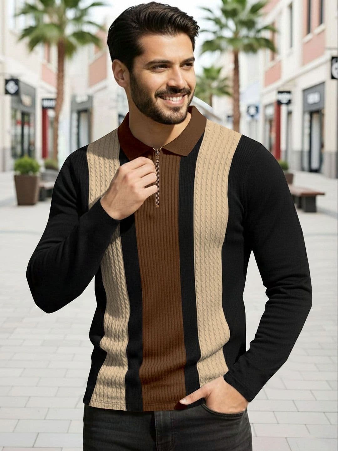 KAJARU Men Colourblocked Polo Collar T-shirt - view 1