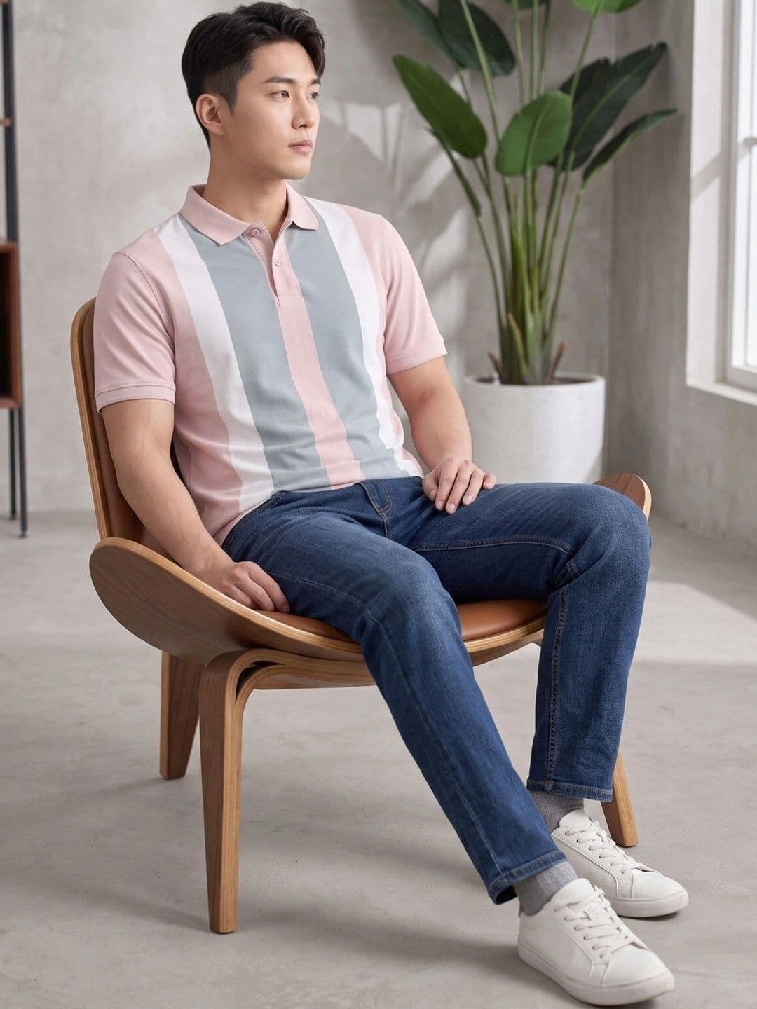 BULLMER Men Striped Polo Collar T-shirt - view 1