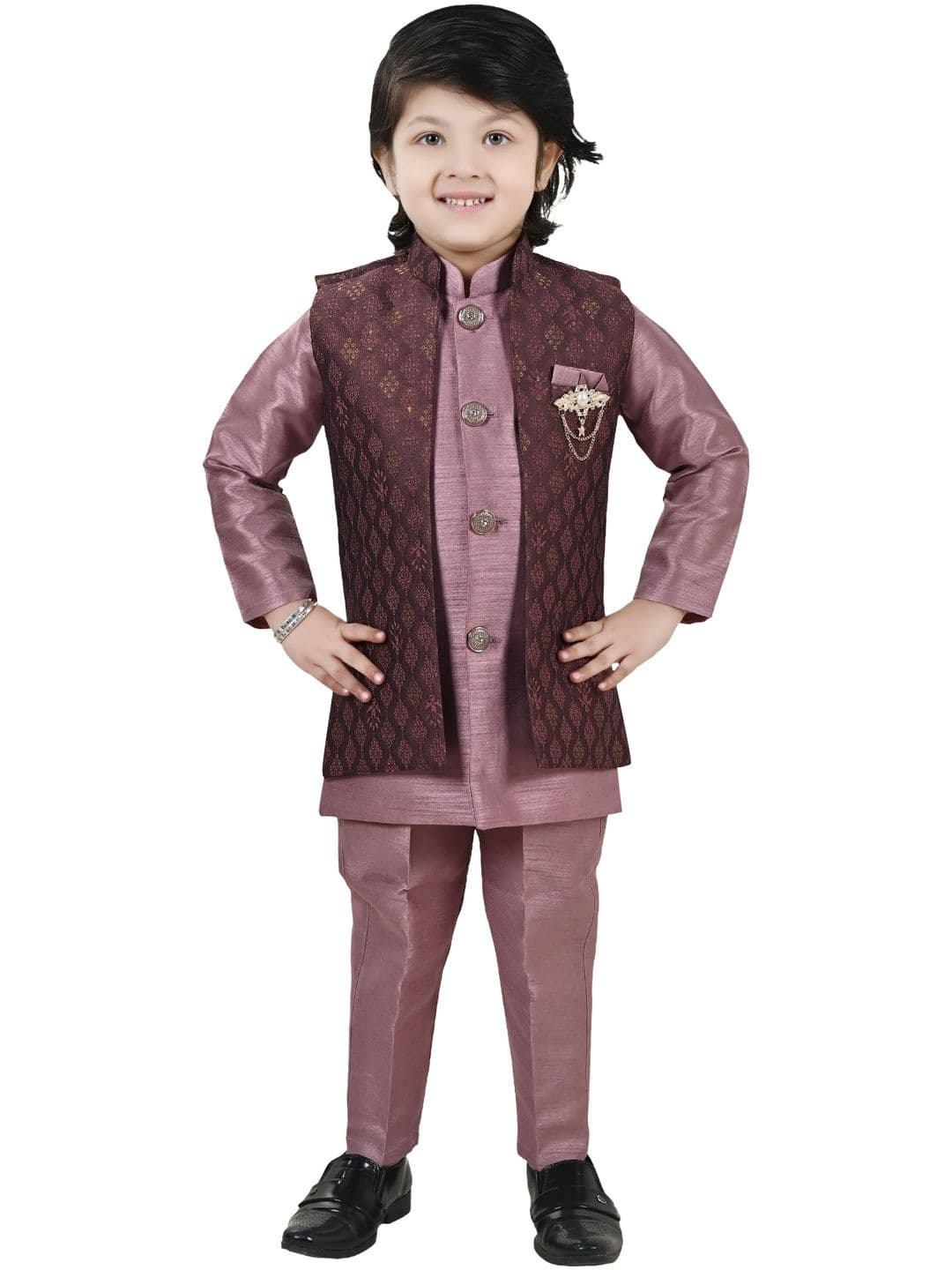 Arshia Fashions Self Design Mandarin Collar Sherwani - view 1