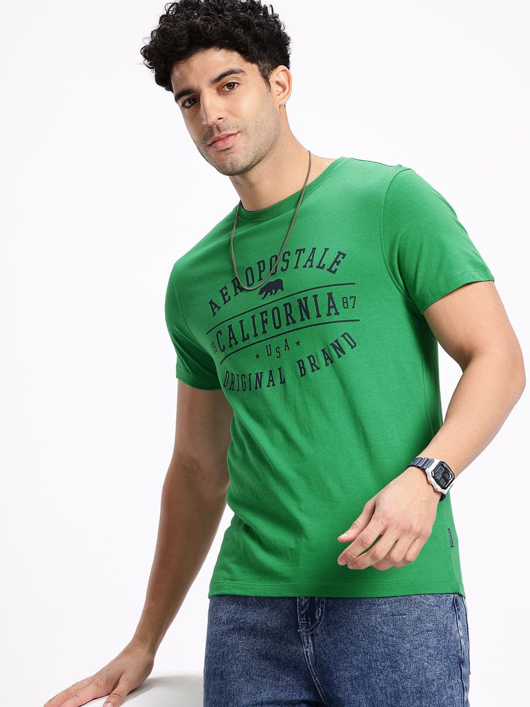 Aeropostale Brand Logo Printed Pure Cotton Slim Fit T-shirt - view 1