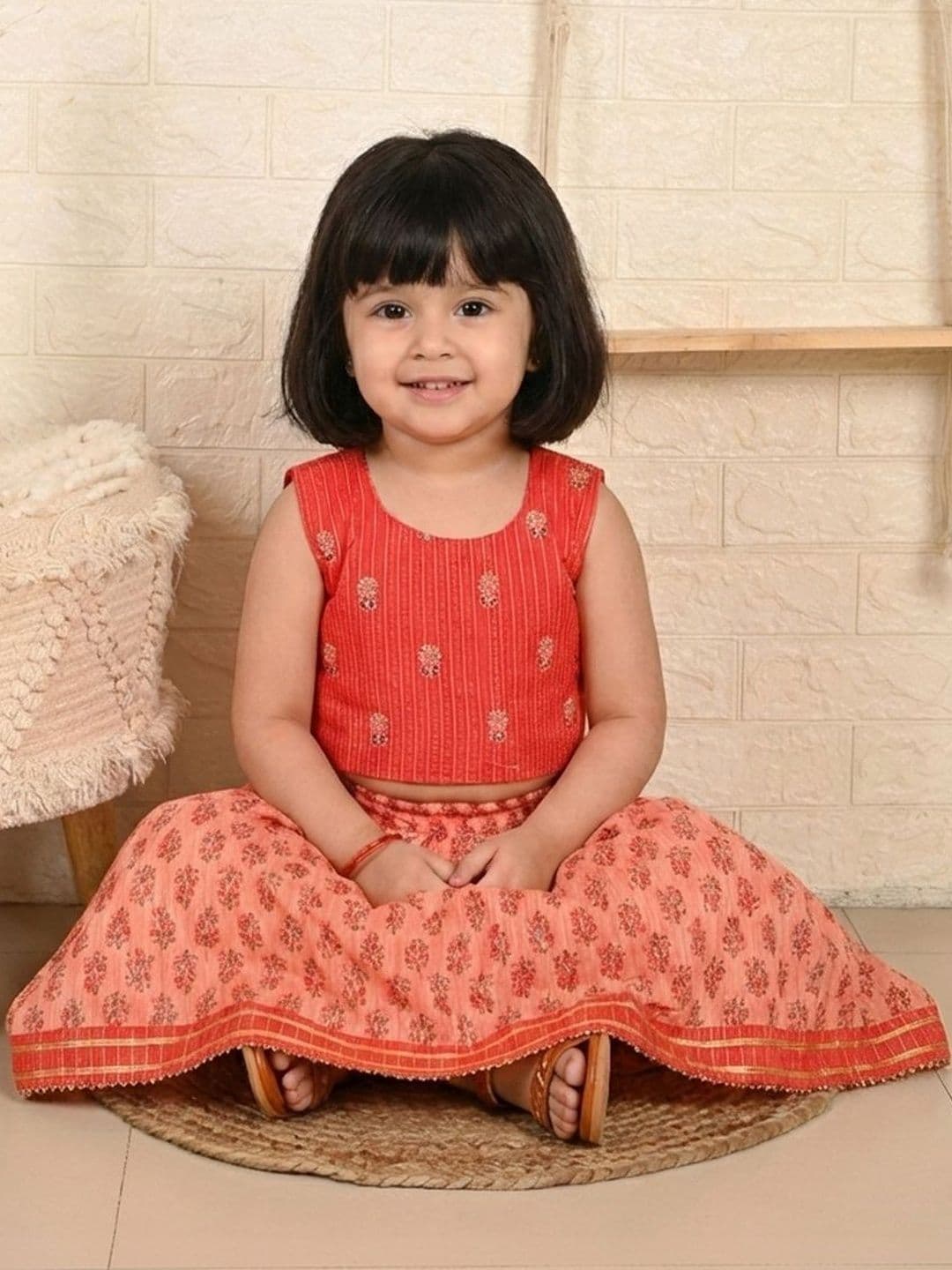 Sangria Girls Printed Cotton Flared Lehenga Choli - view 1