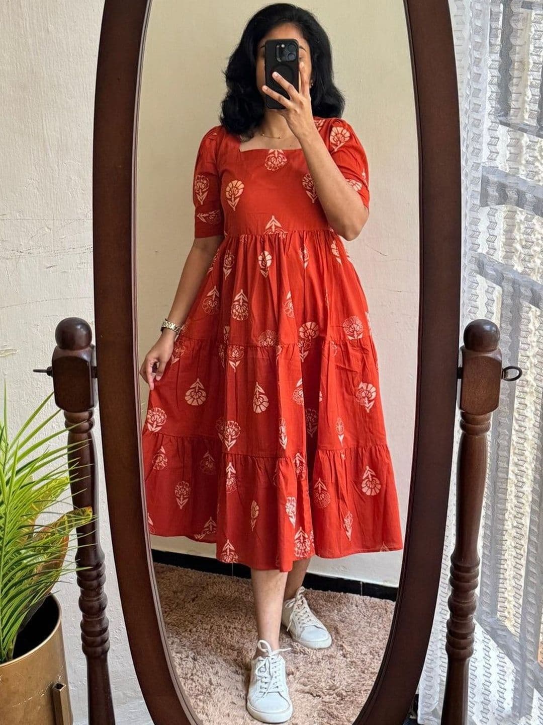 Ammiy London Floral Print Puff Sleeve A-Line Midi Dress - view 1