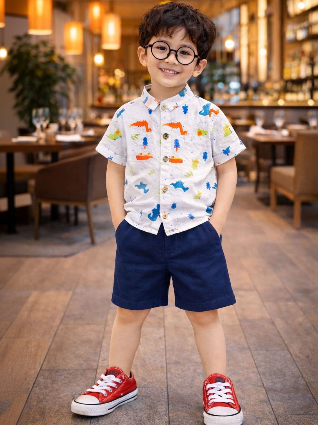 HERE&NOW Unisex Kids Printed Shirt with Shorts - view 1