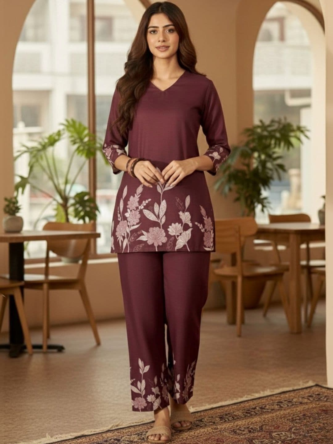 SOURAGYA Floral Printed Tunic with Trousers - view 1