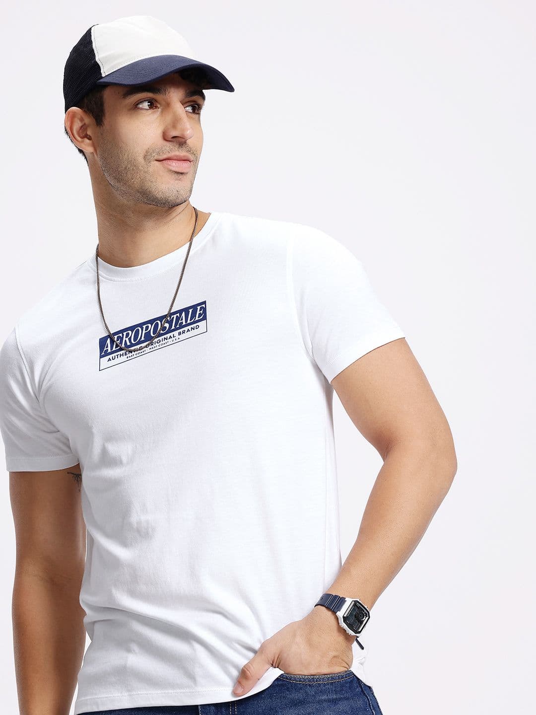 Aeropostale Brand Logo Printed Pure Cotton Slim Fit T-shirt - view 1