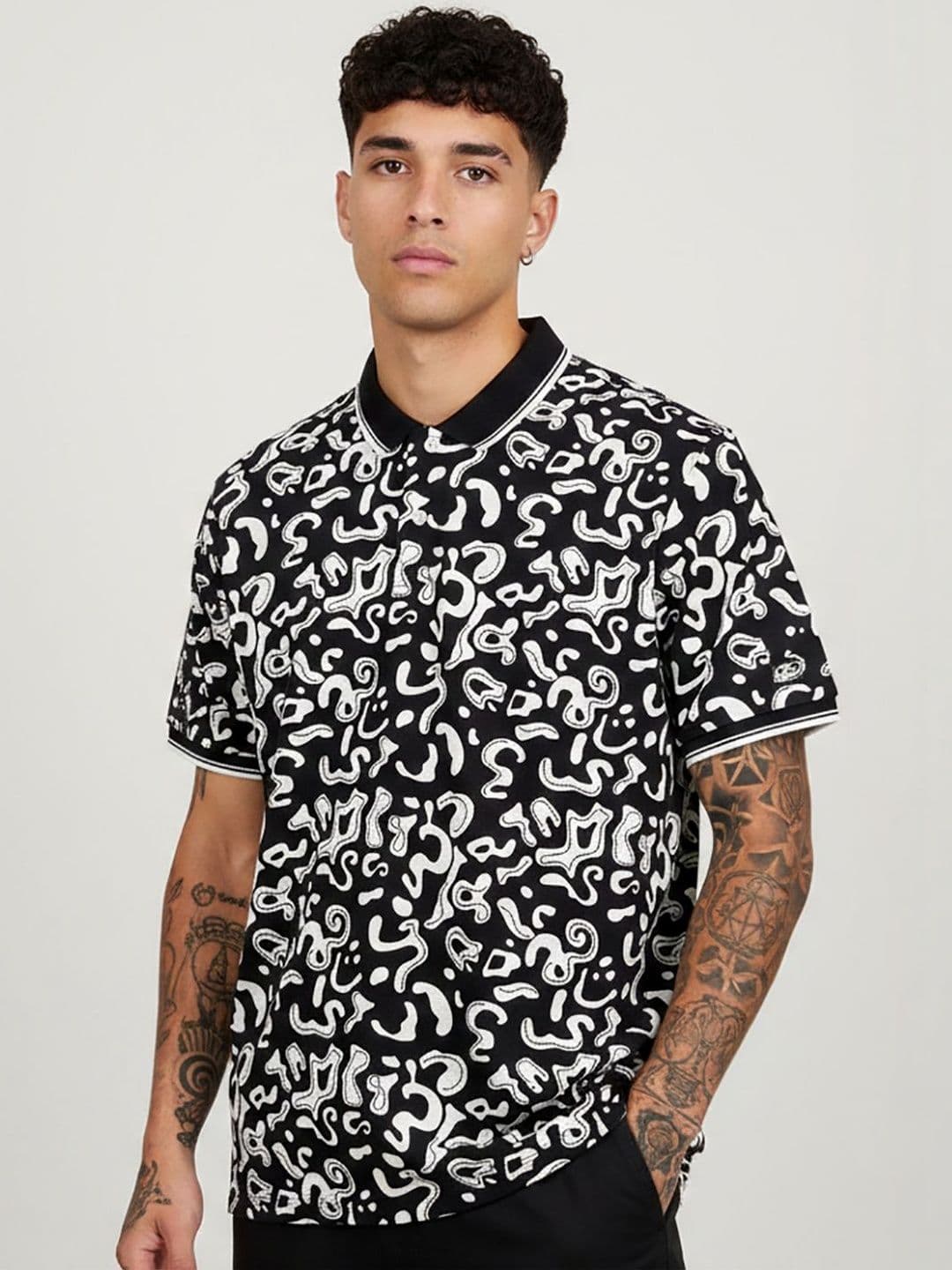 glitchez Men Printed Polo Collar T-shirt - view 1