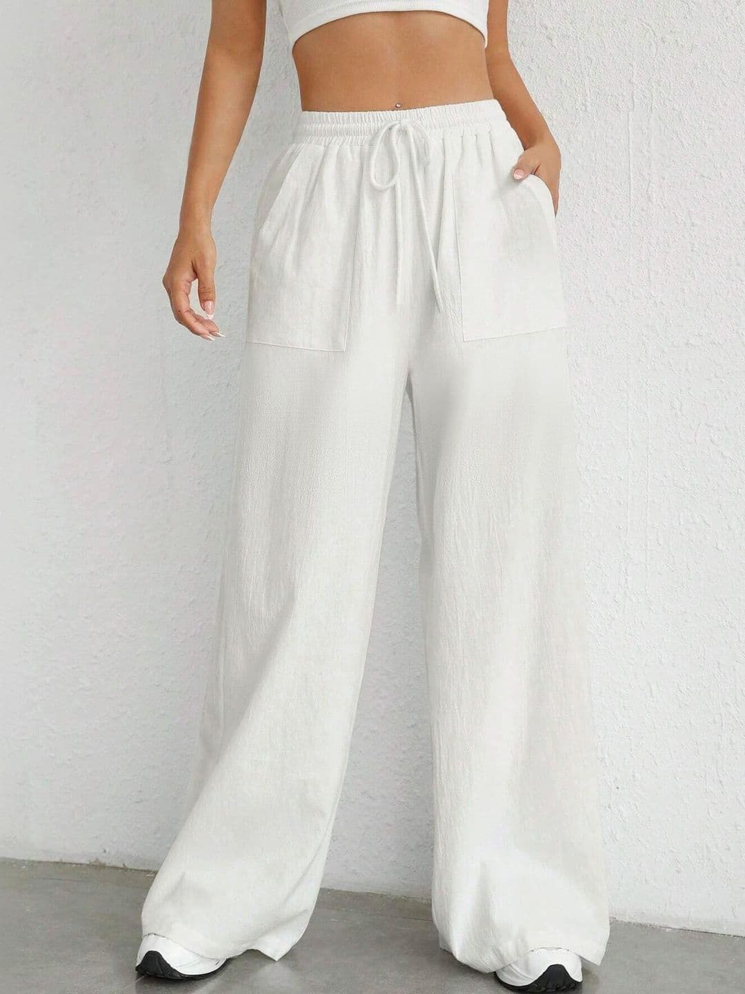 Stylecast X Slyck Solid High-Rise Wide Leg Drawstring Trousers - view 1