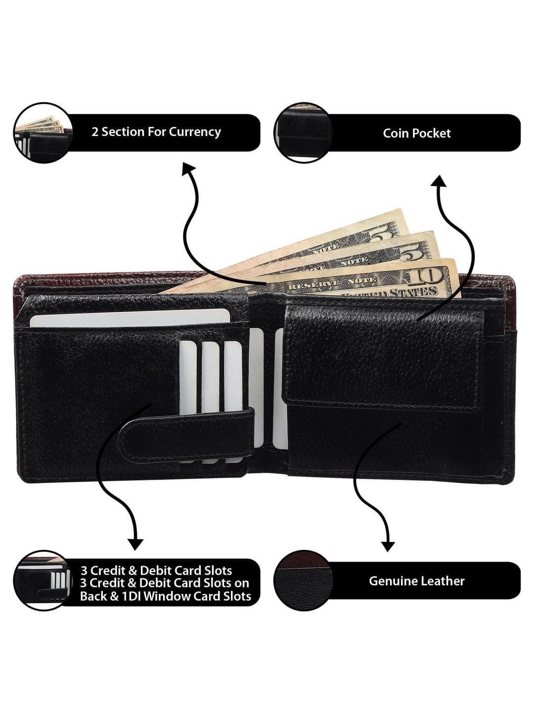Minoor Men Colourblocked Leather Two Fold Wallet - view 1