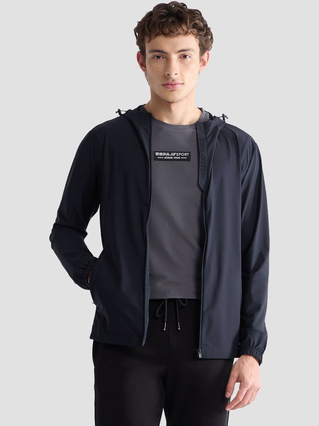 USPA SportSolid Slim Fit Zipper Hooded Jacket - view 1