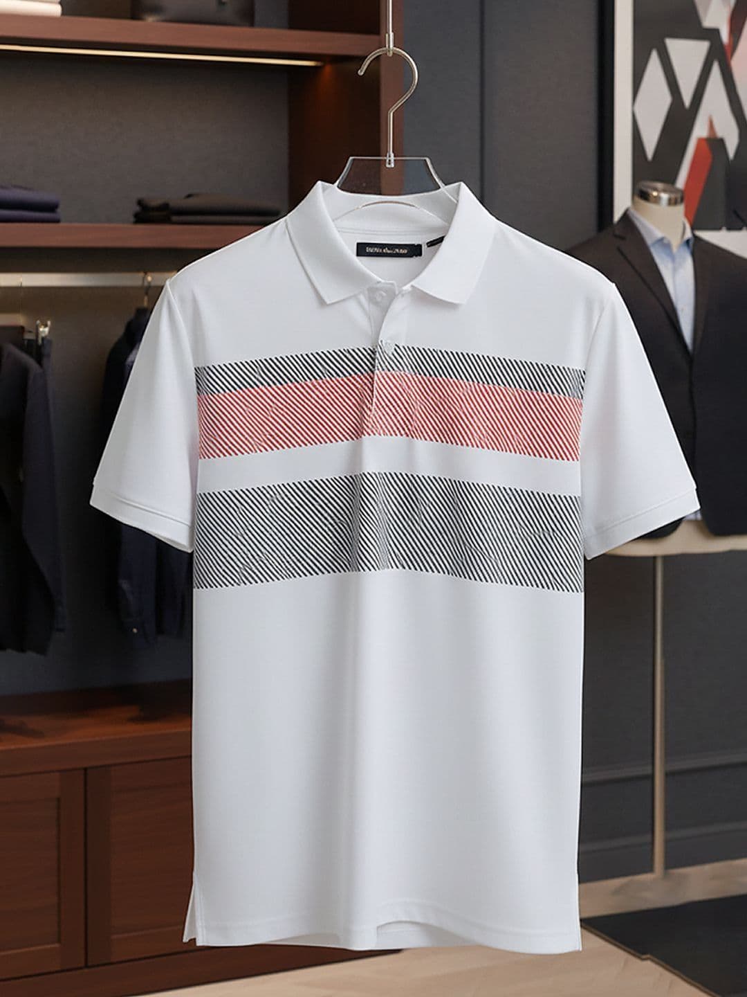 SZN Men Striped Polo Collar T-shirt - view 1