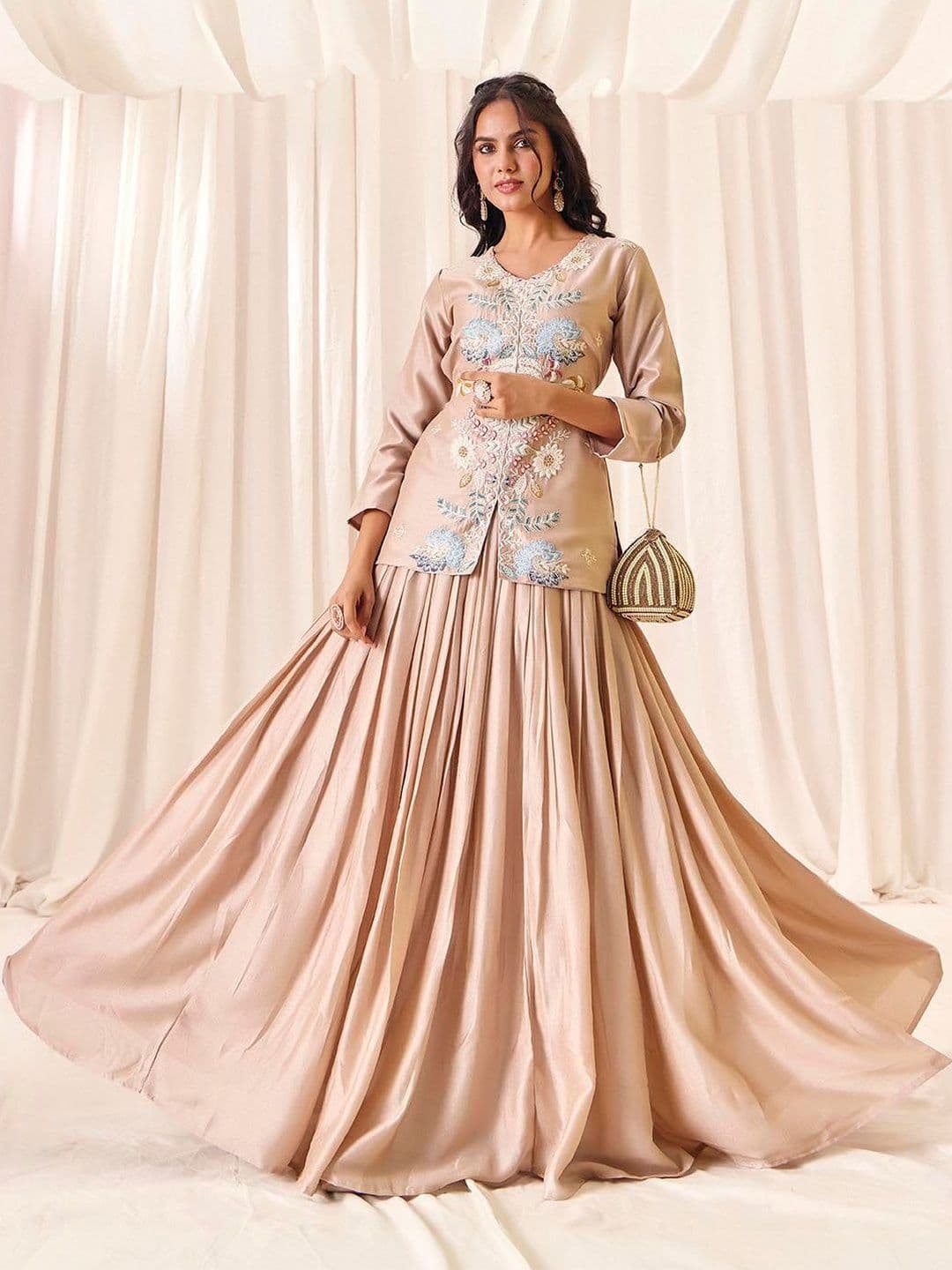 MADHURAM Embroidered Thread Work Ready to Wear Lehenga & - view 1