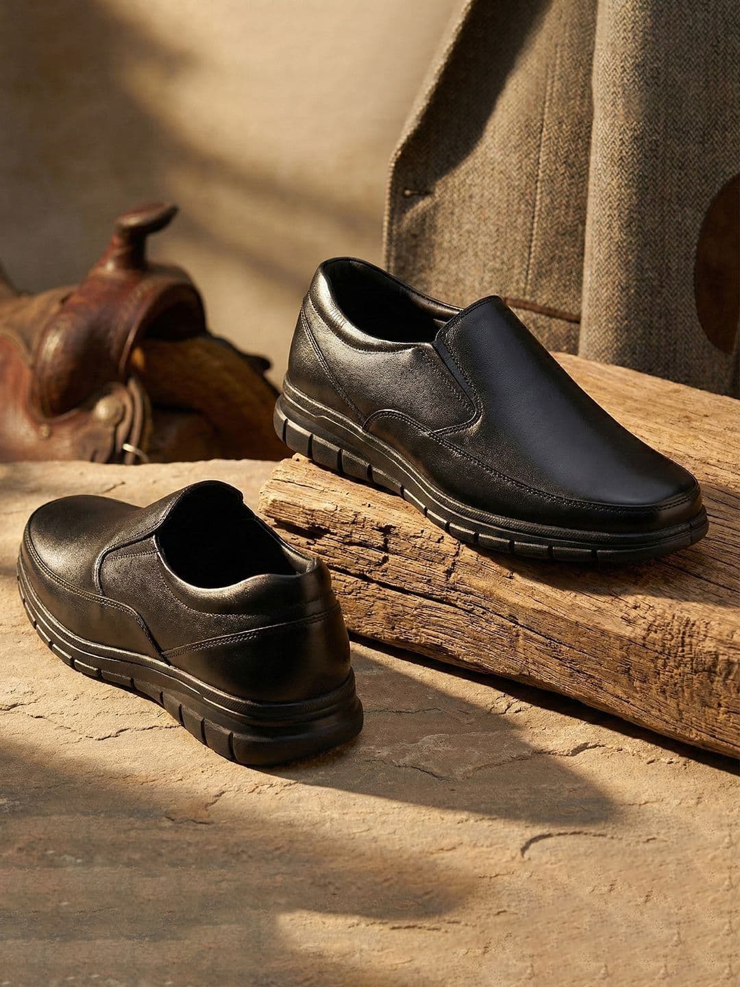 Liberty Fortune Men Black & Brown Genuine Leather Slip-On Moccasin Formal Shoes - view 1