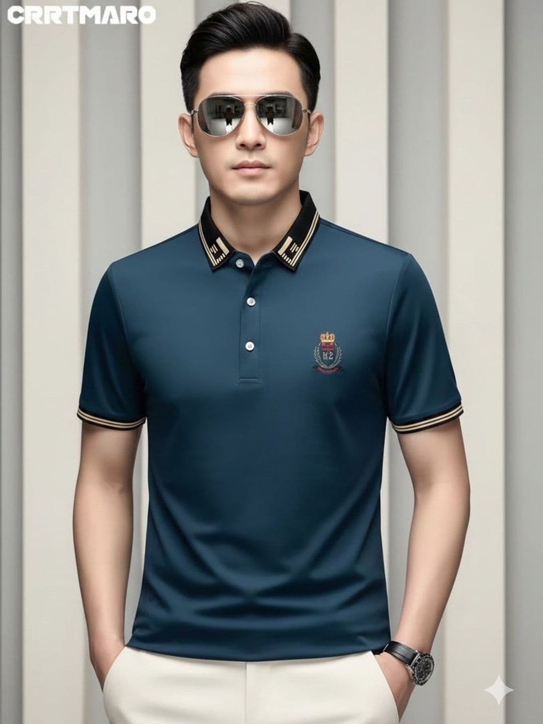 R.Code by The Roadster Life Co. Men Brand Logo Polo Collar T-shirt - view 1