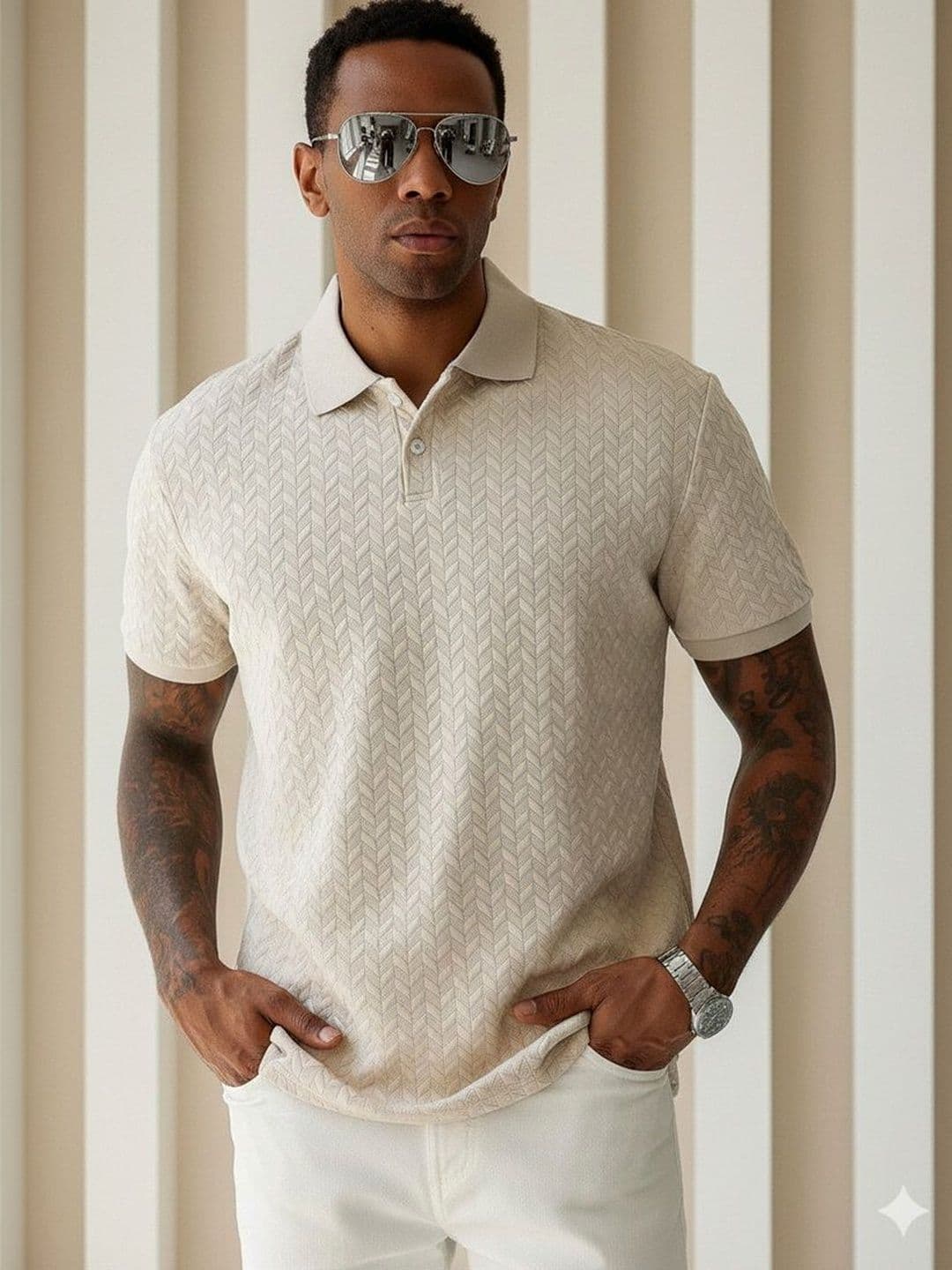 R.Code by The Roadster Life Co. Men Polo Collar T-shirt - view 1