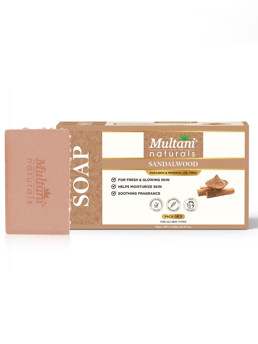 Multani Set Of 5 Sandalwood Soap - 125 g Each - view 1