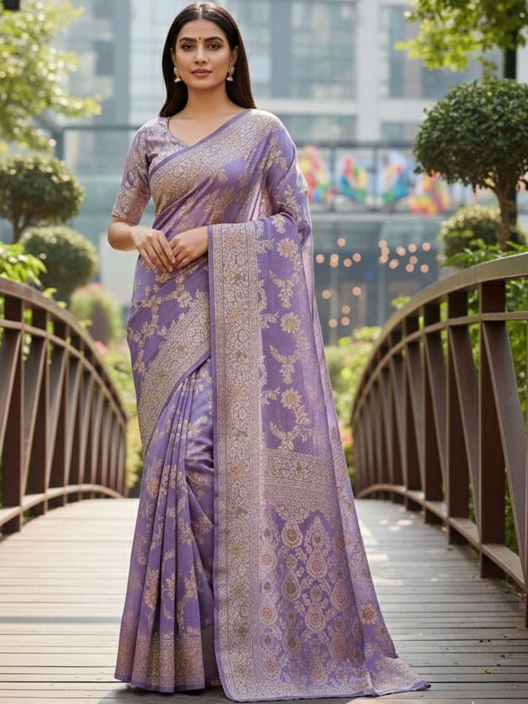 HERE&NOW Woven Design Zari Art Silk Heavy Work Banarasi Saree - view 1