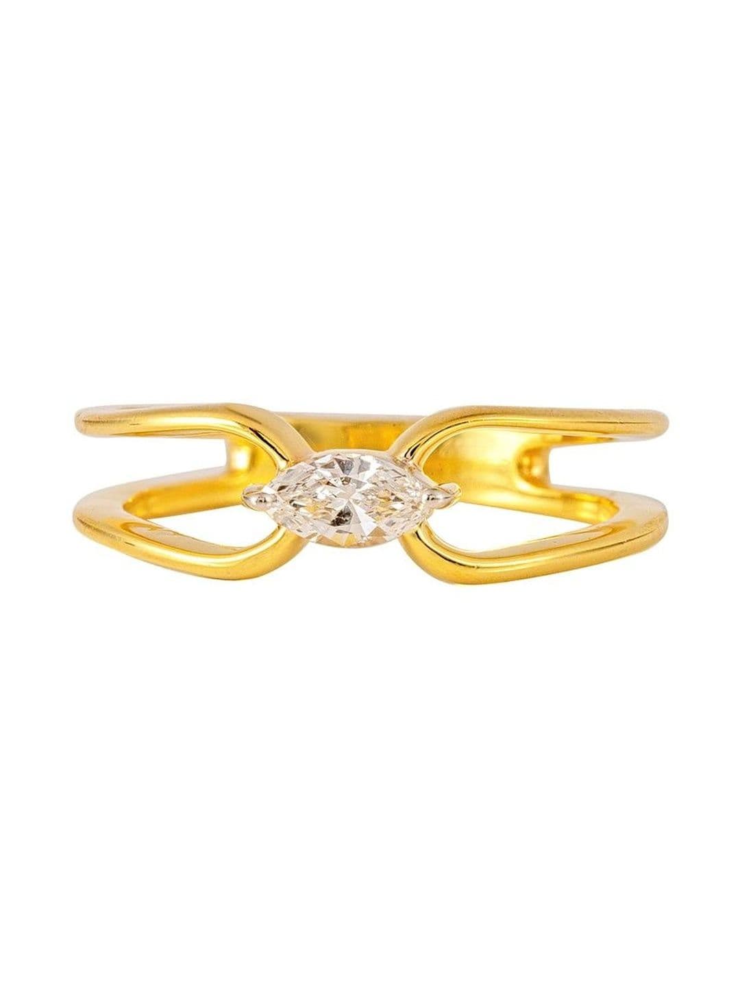 DAZZLING CONCEPTS 925 Sterling Silver Marquise Bloom Ring - Gold Polished - view 1