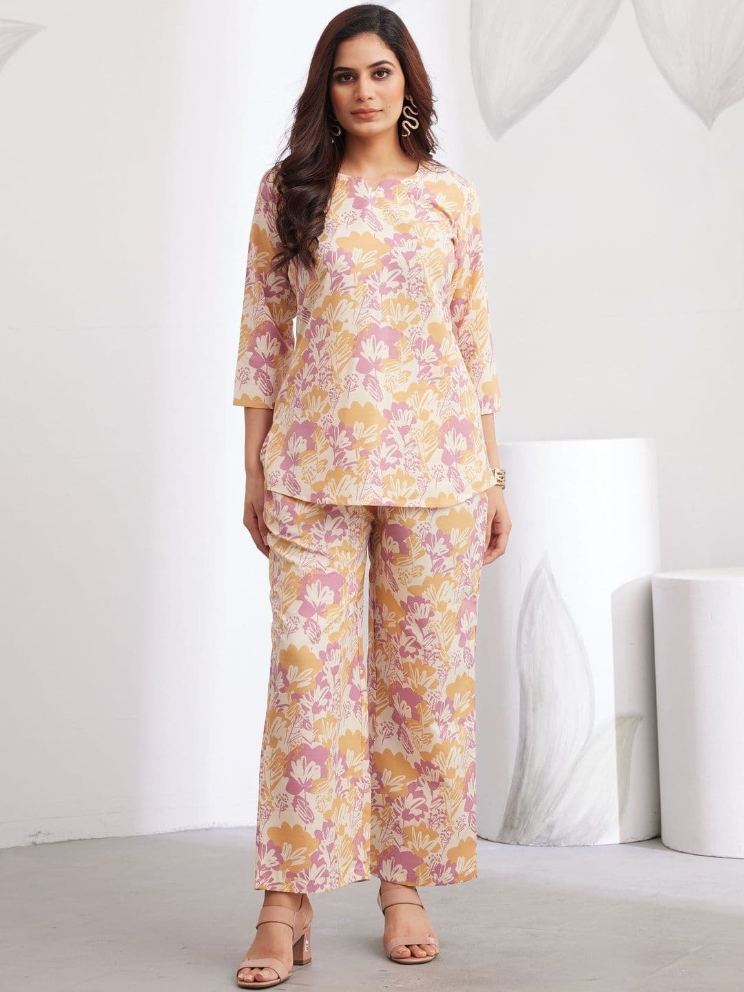 Sangria Floral Printed Tunic with Palazzos - view 1