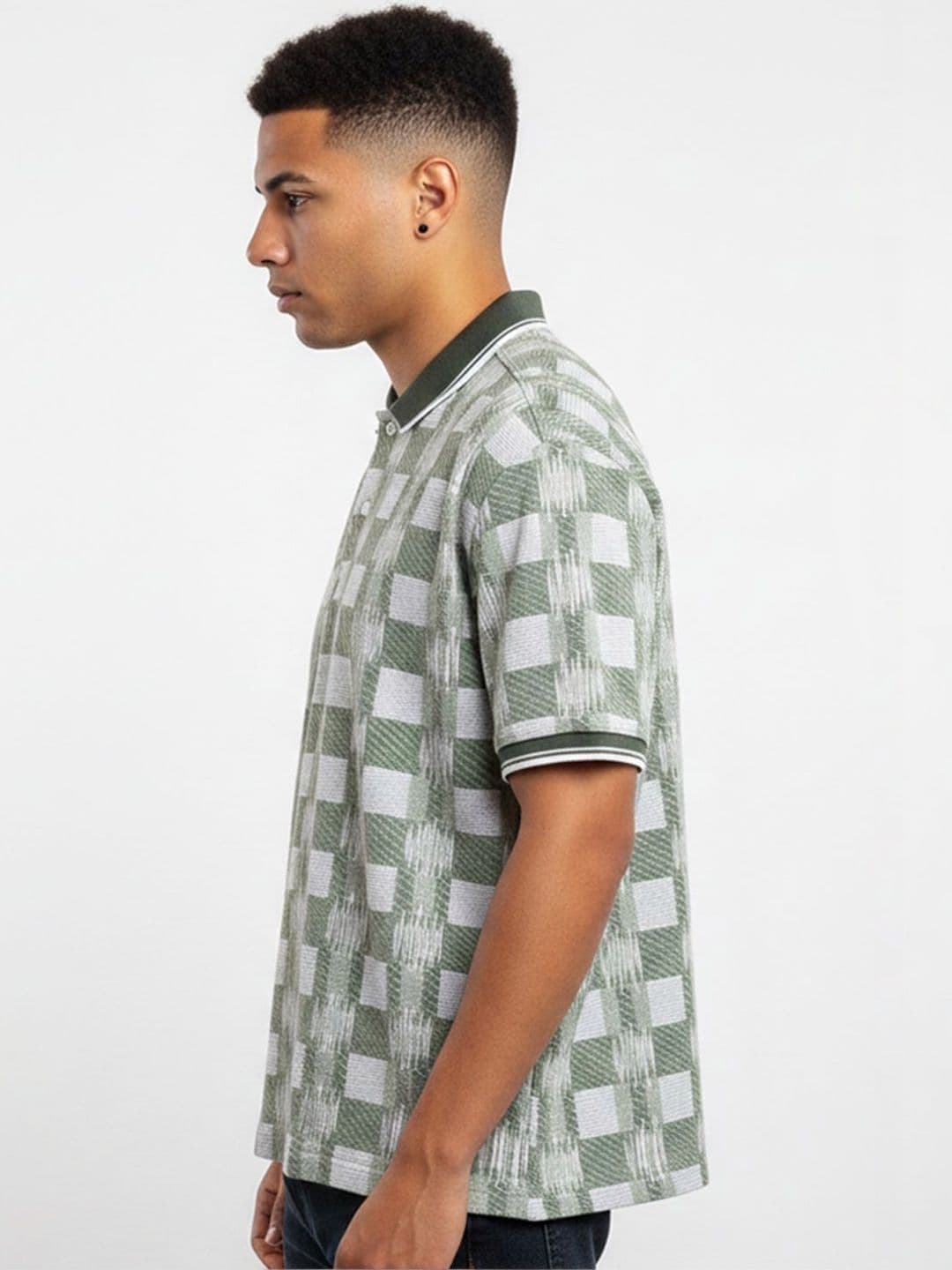 STEVE STATUS Men Checked Polo Collar T-shirt - view 1