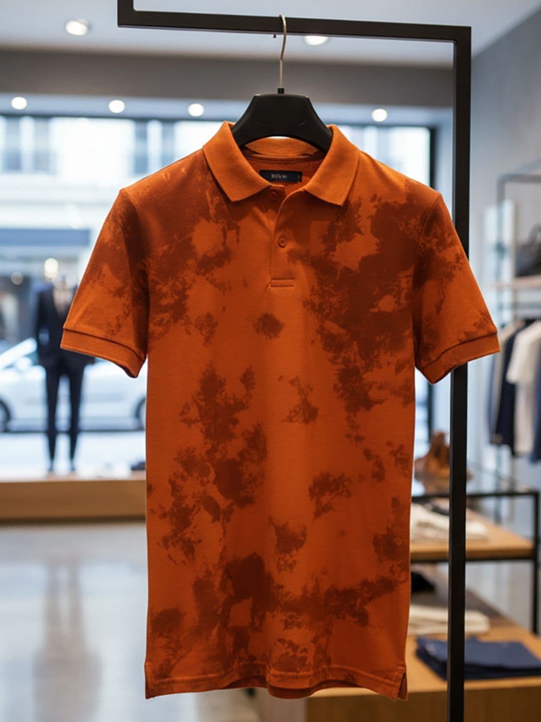 SZN Men Tie and Dye Dyed Polo Collar T-shirt - view 1