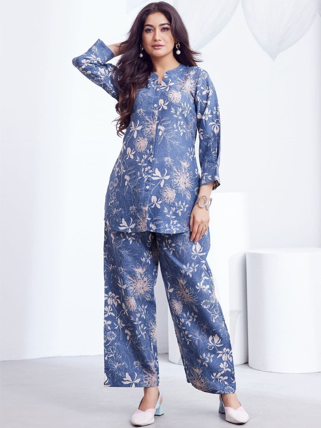Sangria Floral Printed Tunic with Palazzos - view 1