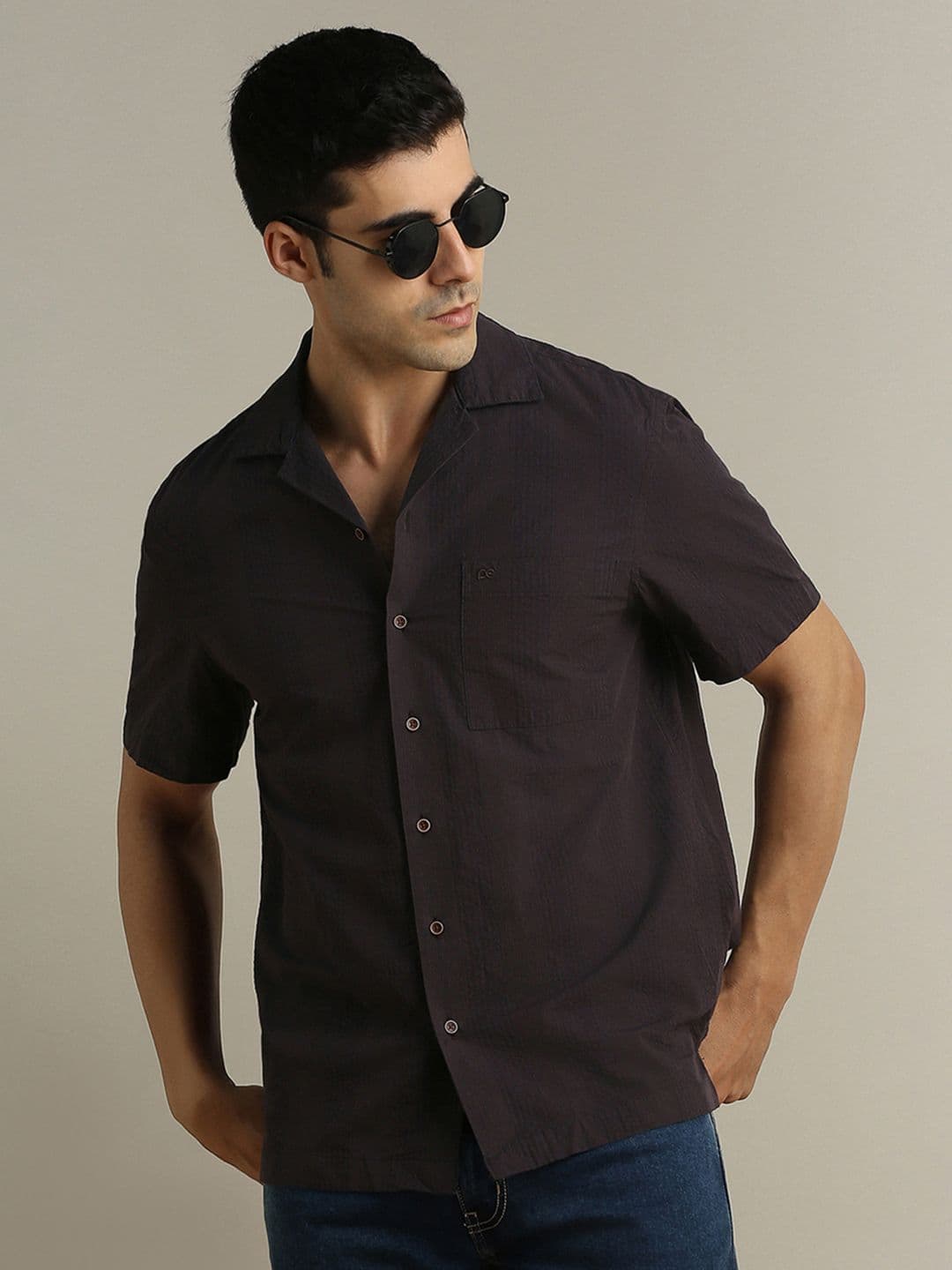 Peter England Casuals Striped Spread Collar Short Sleeves Pure Cotton Shirt - view 1