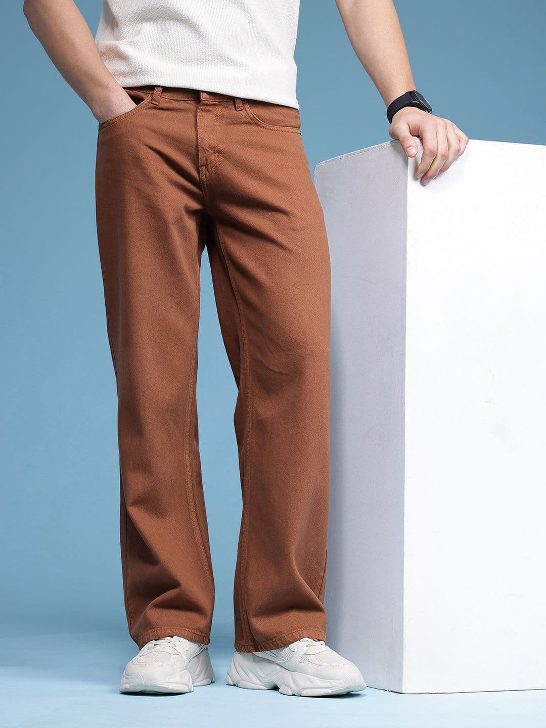 HERE&NOW Men Baggy Mid-Rise Pure Cotton Jeans - view 1