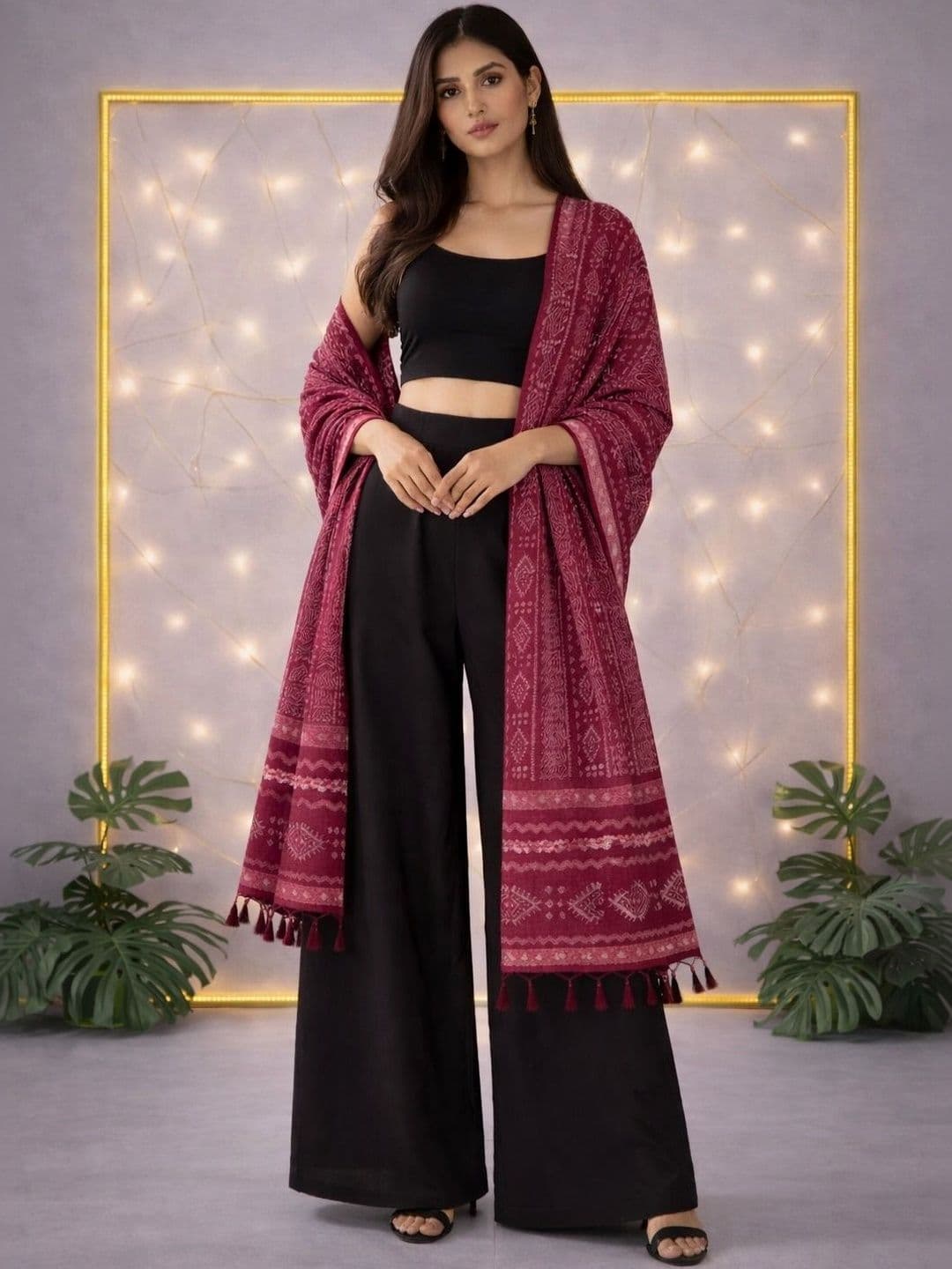 HERE&NOW Ethnic Motifs Printed Block Print Dupatta - view 1