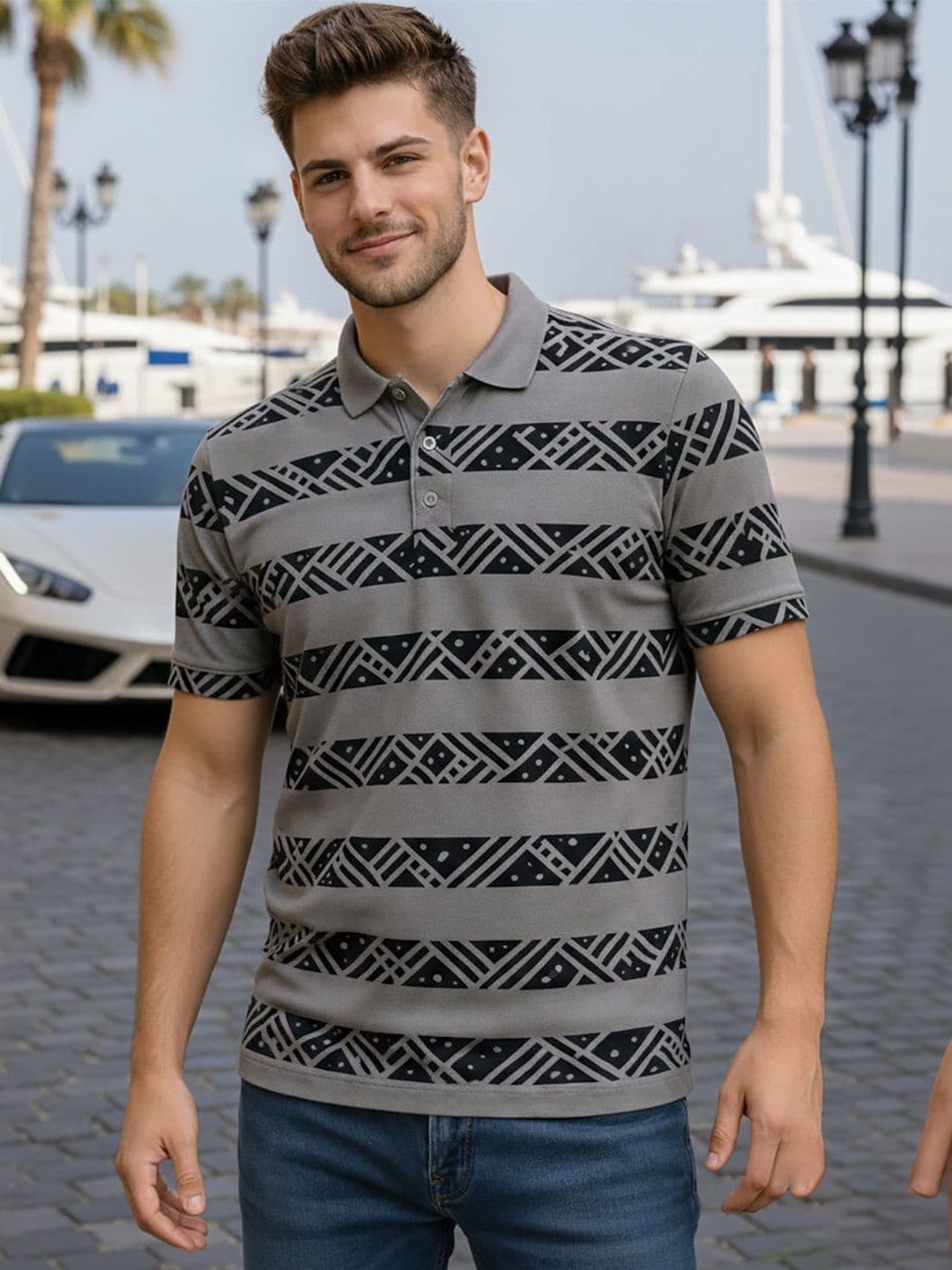 SZN Men Printed Polo Collar T-shirt - view 1