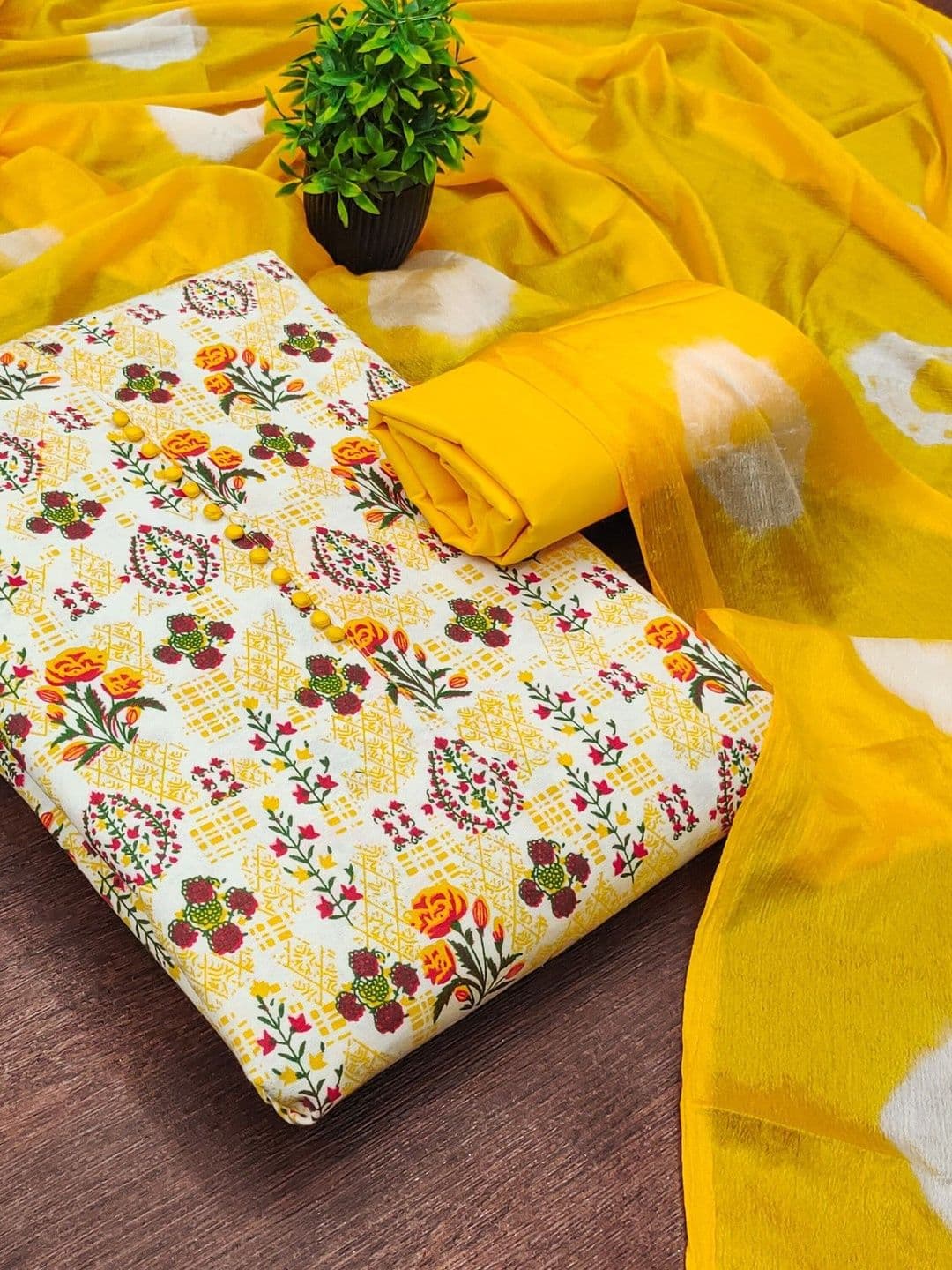Dhaaga Ghar Printed Pure Cotton Unstitched Dress Material - view 1